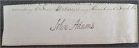 John Adams Signed Document Rare Historical Artifac