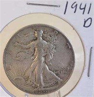 1941 D Walking Liberty Silver Half Dollar