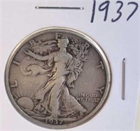 1937 Walking Liberty Silver Half Dollar