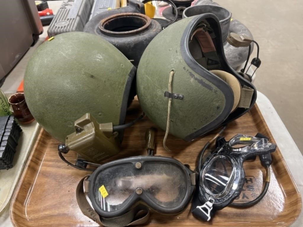 (2) U.S. Military Helicopter Helmets.