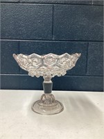 Vintage Pressed Glass Pedestal Fruit Bowl