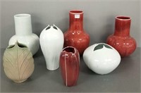 7 signed Vincent art pottery vases (2 have