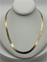 HCT Italian Sterling & Gold Herringbone Necklace