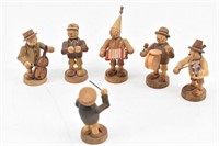 (1970's) Erzgebirge Wooden Mini Musician Figurines