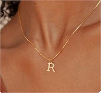 (New)JECOMY Gold R Initial Necklaces for Women,