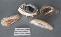 (4) Agate quartz geodes.