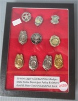 (10) Mini lapel assorted obsolete police badges.