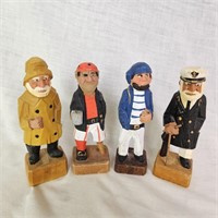 (4) 6-1/2" Wood Carved Sailors