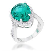 Pear 9.90ct Green Apatite & White Sapphire Ring
