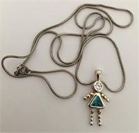 Vintage Necklace And Pendant Topaz stones 925