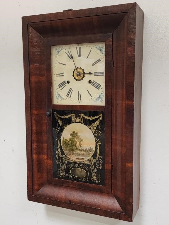 Antique New Haven Clock Co reverse painted