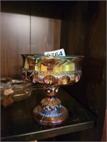 VINTAGE CARNIVAL GLASS CANDY DISH