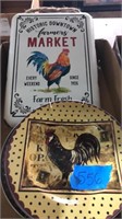 rooster display plates and hanging sign