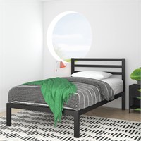 ZINUS Mia Metal Platform Bed Frame  Twin  Black