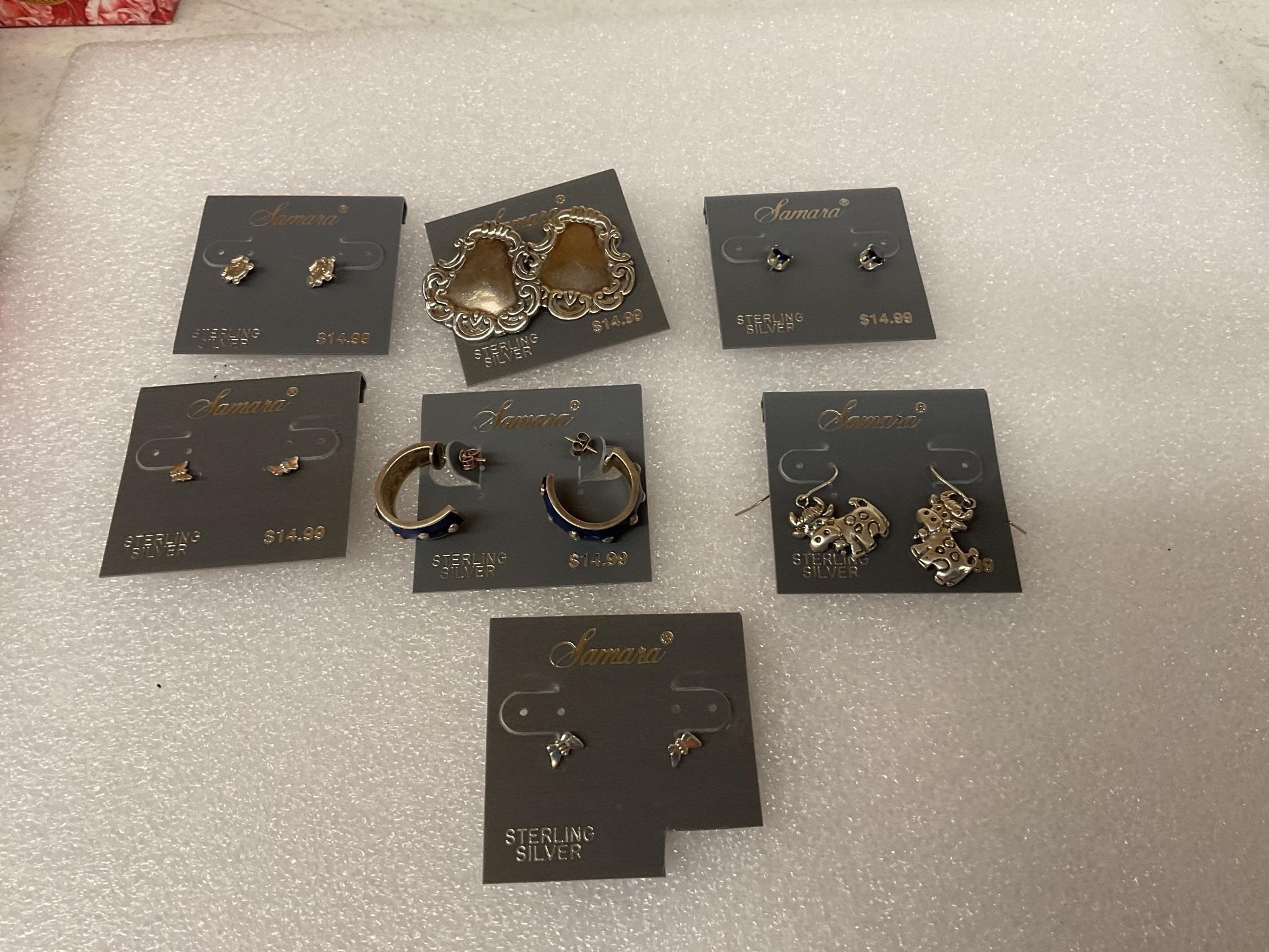 7 Sterling silver earrings