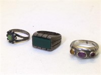 Lot of Sterling Silver rings - Green Onyx,