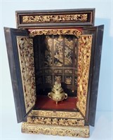Antique Chinese gilded black lacquer altar