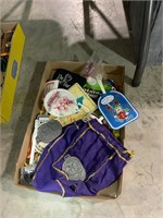 box lot golf items - bag tags, tees etc.