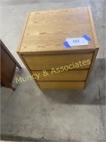 Three Drawer Oak Cabinet, Card Table and Chairs