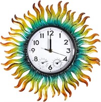 HOBYLUBY 13' Sun Outdoor Clock  Wall Clock with Th