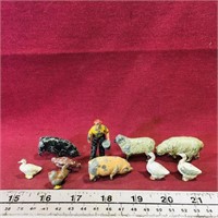 Metal Farmer & Farm Animal Toys (Antique) (Small)