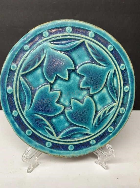 LARGE Pewabic Pottery Detroit 1994 Blue Floral
