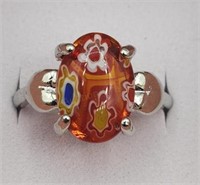 Murano Glass Style Ring Sz 10
Stamped 925