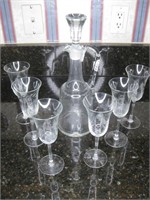 13" Etched Pitcher With 6 Matching 7" Glasses