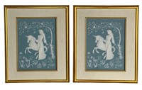 Lady and Unicorn Parian Porcelain Plaques Franklin