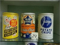 Red Dot, Blue Star & Jays Vintage Potato Chip Tins
