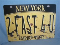 2 Fast 4 U New York license plate type retro style