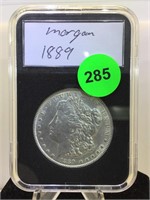 Silver Morgan Dollar cased 1889