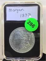 Silver Morgan Dollar cased 1897