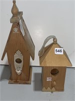 2 BIRD HOUSES WOOD