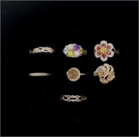 7 Rings - Size 8 - Assorted Marks - 925, ND,