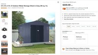 W5211 Metal Storage Garden Shed, 8 ft. W x 6 ft.