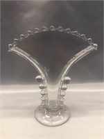VINTAGE IMPERIAL CLEAR CANDLEWICK FAN VASE 8" TALL