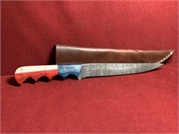 LARGE DAMASCUS FILLET KNIFE WITH SHEATH