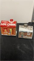 2 metal log cabin  tin