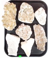 (7) Mineral Specimens, Green Apophyllite, Calcite
