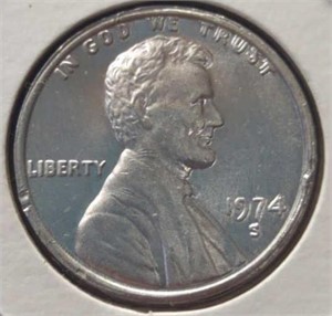 Aluminum 1974S Lincoln penny token