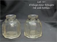 Vintage clear octagon ink well bottles