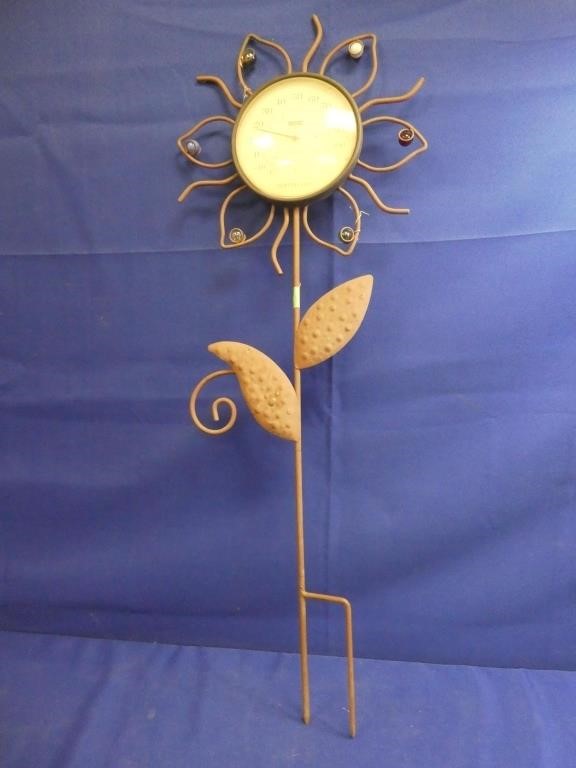 Metal Flower Bed Thermometer 33" H