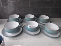 Denby cups and saucers .