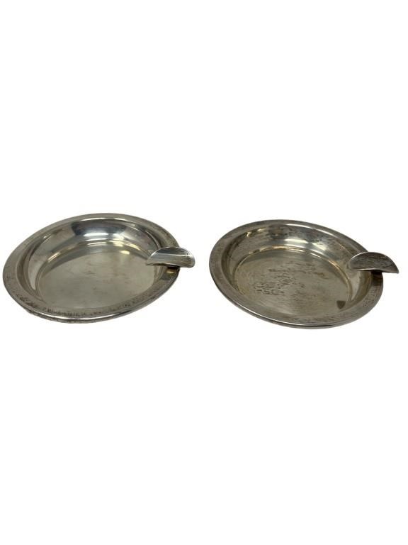 Sterling silver art deco ash trays pair