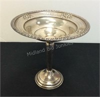 Tall Sterling Silver Compote with Rose Design