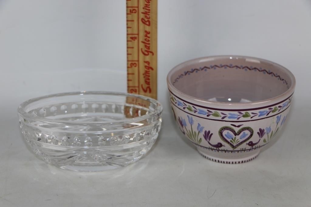 Lead Crystal Bowl and Pottery Bowl