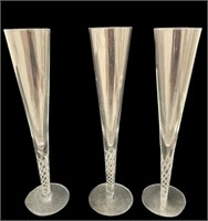 3 Toscany Hand Blown Champagne Flutes