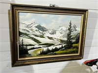 painting of Mountain valley - signed