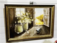 painting on canvas - Flowers in shed